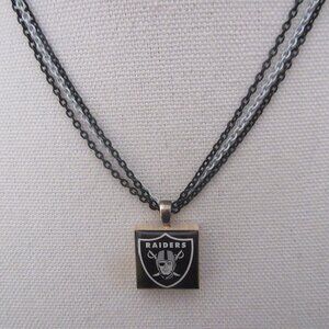 Handmade Las Vegas Raiders Wood Tile Pendant Necklace